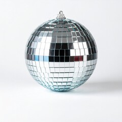 Silver Disco Ball Ornament Festive Christmas Decoration.