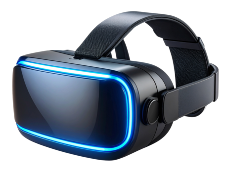 Flat Style VR Headset Icon in Simple Black Silhouette, Minimalist Design, Isolated PNG