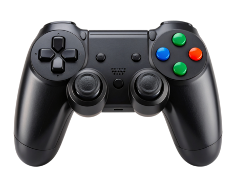 Retro Arcade Joystick Icon with Red Ball Handle, Pixel Art Style, Isolated PNG