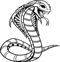 Stylized cobra snake striking with fangs and tongue