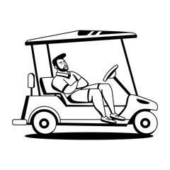 Senior golfer player, glyph style illustration 
