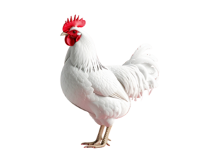  Pristine White Leghorn Chicken, Modern & Sleek, Photorealistic 3D Render, Isolated.