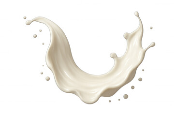 Creamy milk splashing, arcing dynamically with smooth texture, highlighting liquid movement against clean background