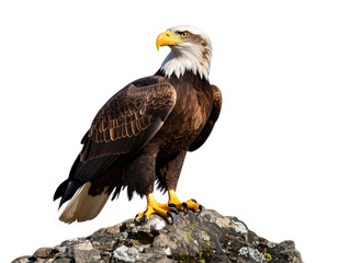 Obraz premium Bald Eagle with Wings Fully Spread in Flight, Side View, Isolated on Transparent Background