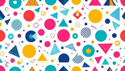 Abstract Geometric Pattern: A vibrant assortment of colorful geometric shapes dance across the canvas, creating a playful and dynamic composition, ideal for adding a touch of modern flair. 