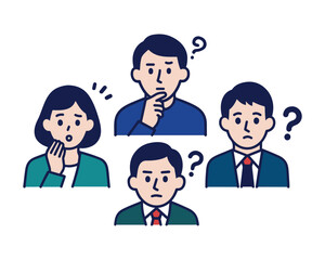 Minimalist Vector Icon of Boss and Employee with Worried Faces