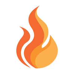 Stylized orange flame icon isolated on white background