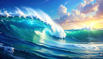 Ocean waves at sunset (1)