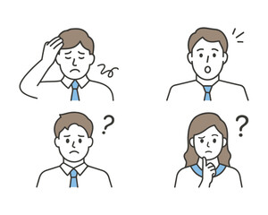 Minimalist Vector Icon of Business Team Looking Worried