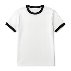White Ringer T- Shirt with Black Collar and Cuffs t-shirt white t-shirt isolated on a transparent background