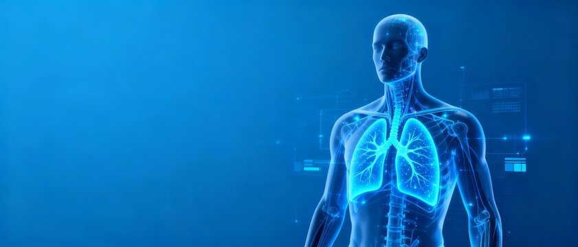 Human lungs anatomy digital illustration