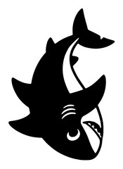 Fototapeta premium Stylized Black and White Shark Illustration on White Background