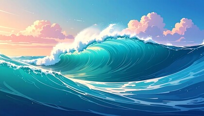 Ocean waves at sunset (2)