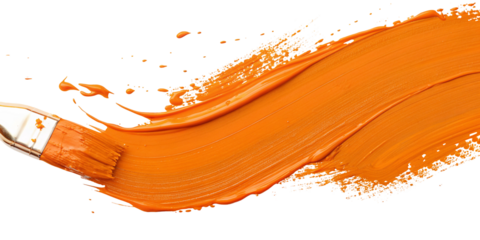 Artistic orange brushstroke texture in vivid colors for creative artistic painting backgrounds
