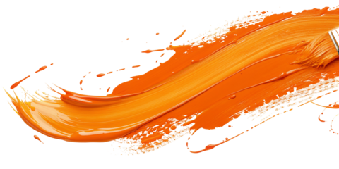 Stunning orange paint brush stroke in abstract artistic background with dynamic vivid color splash