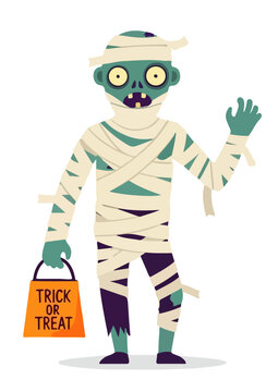 halloween mummie zombie with pumpkin svg illustration vector