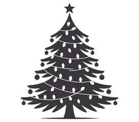 Minimalist Christmas Tree Silhouette Vector with Seasonal Holiday Decoration and Festive Style