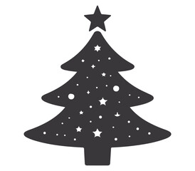 Classic Evergreen Christmas Tree Silhouette Vector Illustration for Seasonal Winter Holiday Art