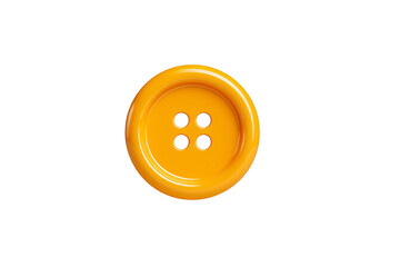 Obraz premium Yellow button round plastic button with four holes isolated on transparency background shiny surface sewing accessory simple design close up vibrant color cheerful mood