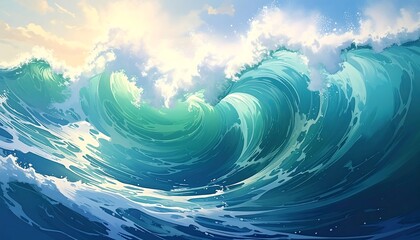 Ocean waves in vibrant hues