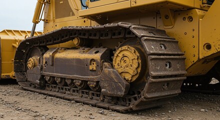 Heavy-duty wheel loader, a powerful machine for transporting and loading materials at a job site.Concept of heavy machinery and civil engineering.