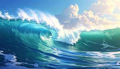 Ocean waves under a bright sky (1)