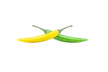Yellow chili pepper green chili pepper fresh spicy isolated transparency background vegetable healthy raw vibrant color food ingredient natural organic crisp flavor