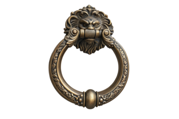 Antique lion head door knocker with intricate design for elegant home decor and entryway style