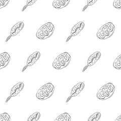 doodle food and beverage seamless pattern. food background