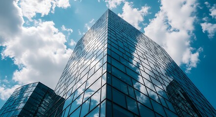 Obraz premium Architectural Detail: Abstract Pattern of a Building's Reflective Facade.