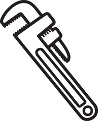 Fototapeta premium Wrench Outline vector illustration isolated On Transparent Background