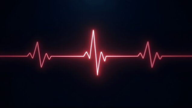 Health Theme,  EKG heartbeat line glowing across dark background.