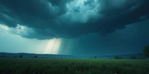 Dark, ominous storm clouds gather over a dramatic landscape, heavy rain obscuring the horizon Perfect for weather, nature, and apocalyptic themed projects , horizon, threatening