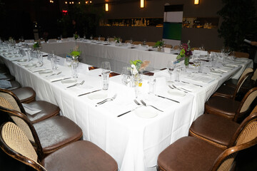 table settings before a fancy banquet 