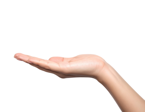 Firefly_ Empty woman hand holding. Isolated on transparent background. PNG