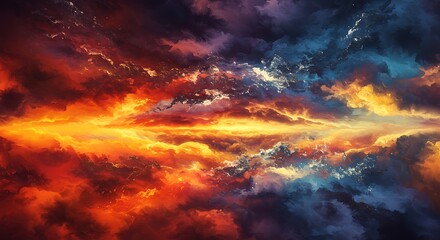 Obraz premium Fiery and Icy Abstract Clouds in Dramatic Sky Formation