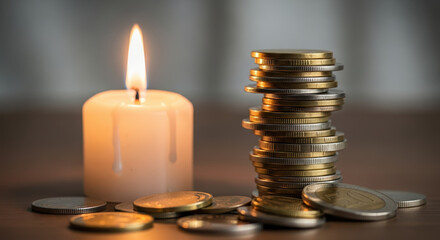 Candle economy concept shows energy crisis and financial hardship, illustrating inflation and economic uncertainty.