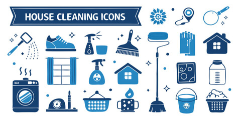 House cleaning elements vector icons 