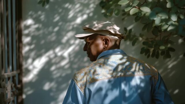 Mail Carrier Opening Gate While Sunlight Filters Through Trees
