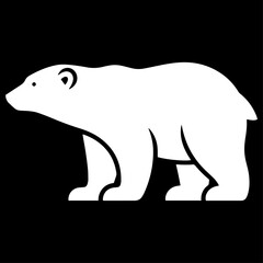 Black silhouette of a polar bear, flat design.
