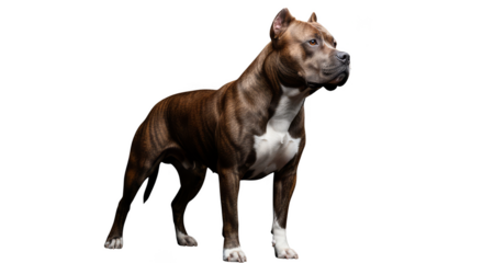 Muscular brindle canine gazes intently