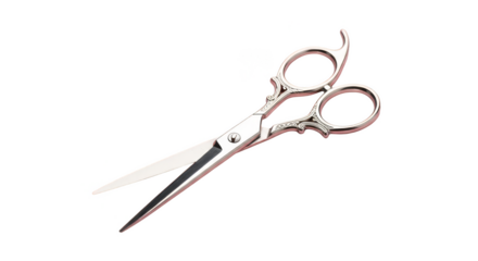 Ornate scissors gleam on black