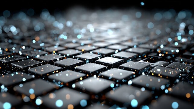 Cybernetic Grid with Glowing Particles