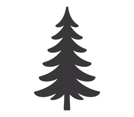 Obraz premium Black Christmas Tree Silhouette Vector Illustration with Simple Holiday Season