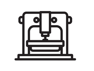 Industrial Punch Press Icon in Elegant Minimal Clean Vector Line Illustration