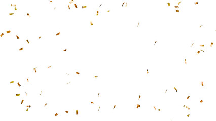 Confetti partical isolated background. 3d Rendering Transparent Confetti. 3d render of Spiral Gold confetti flying. Golden Confetti Transparent Background. Gold Confeti Failling White Background