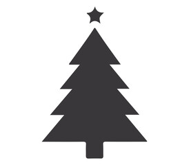 Holiday Vector Illustration of Christmas Tree Silhouette with Seasonal Decorations and Star
