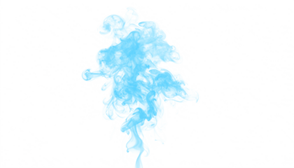 Abstract blue smoke forming a misty flame, captured in high-resolution PNG format with transparent background, ideal for design, digital art, and creative projects requiring ethereal smoke elements