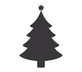 Holiday Vector Illustration of Christmas Tree Silhouette with Seasonal Decorations and Star