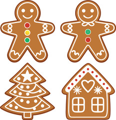 Fototapeta premium Four christmas gingerbread cookies